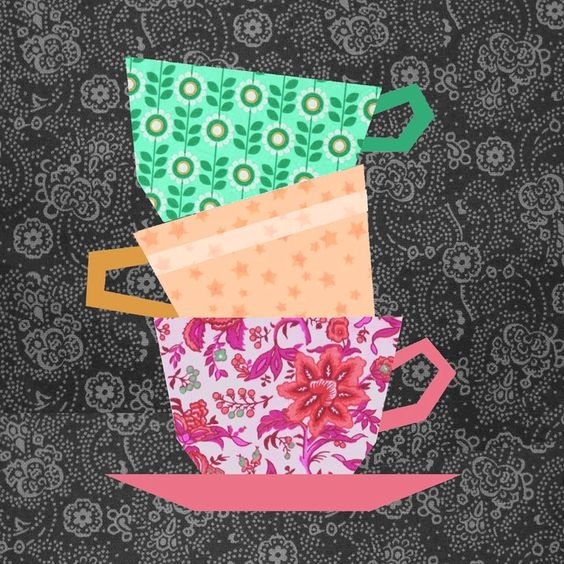 Чайники и чашки в технике paper piecing Чайники и чашки в технике paper piecing