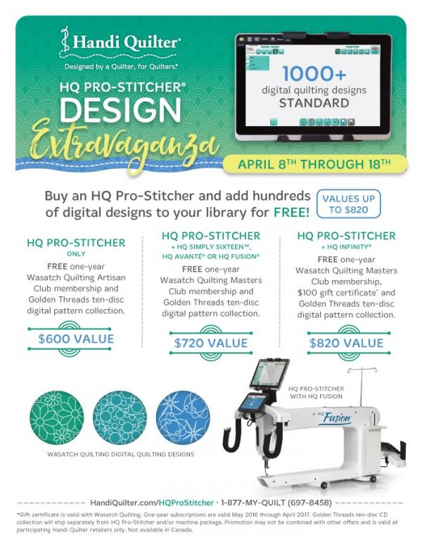 Handi Quilter April Promotion