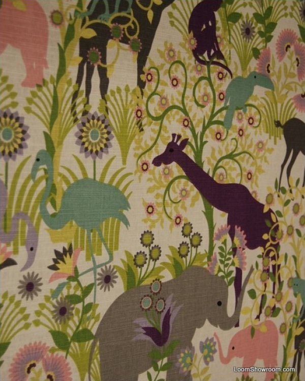 Jungle Elephant Sloth Animal Nursery Print Linen Cotton Fabric Jungle Elephant Sloth Animal Nursery Print Linen Cotton Fabric Drapery Ldso503