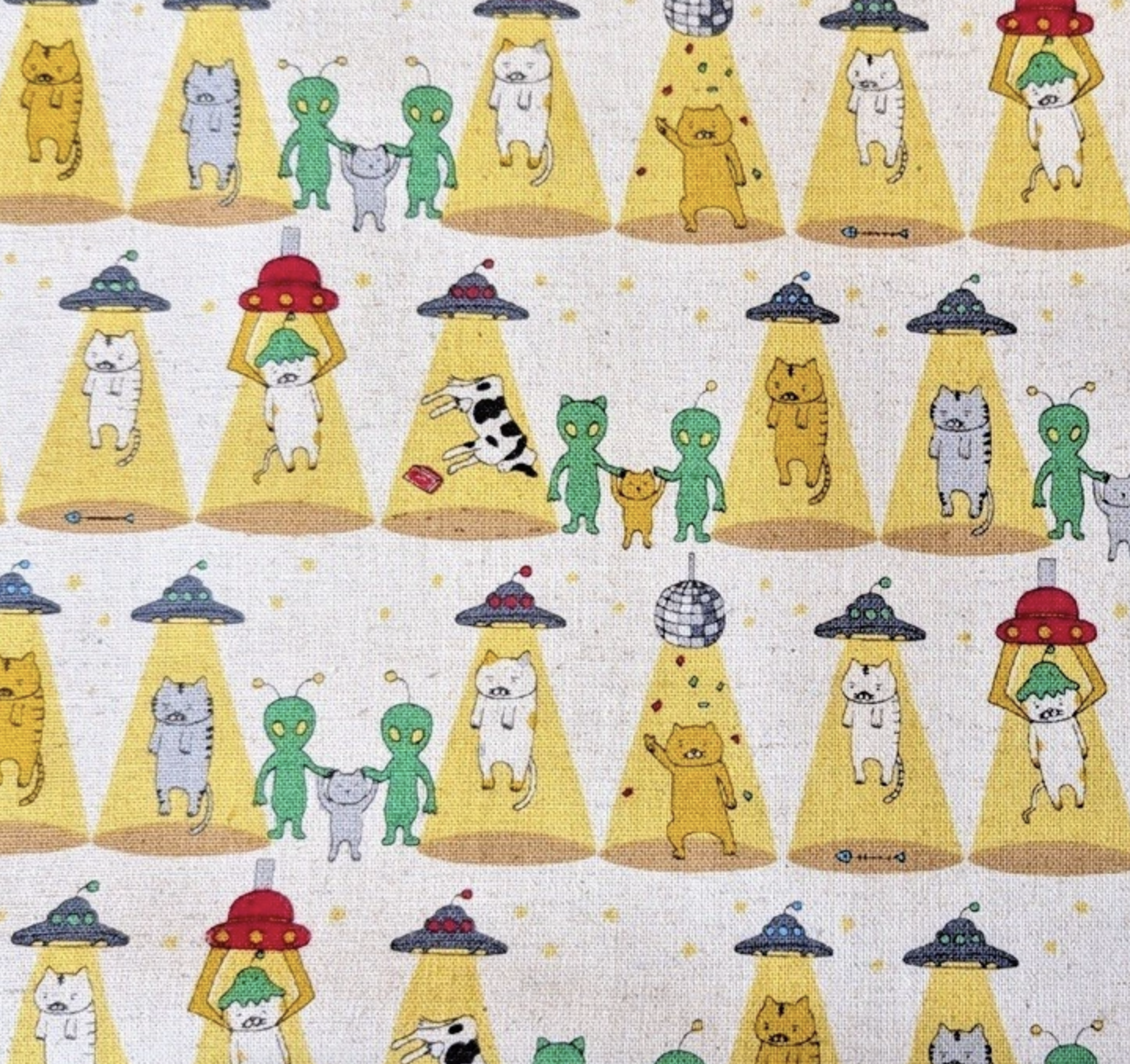 Cotton Kobayashi - Kitty Cats Abducted by Aliens Linen Cotton Blend