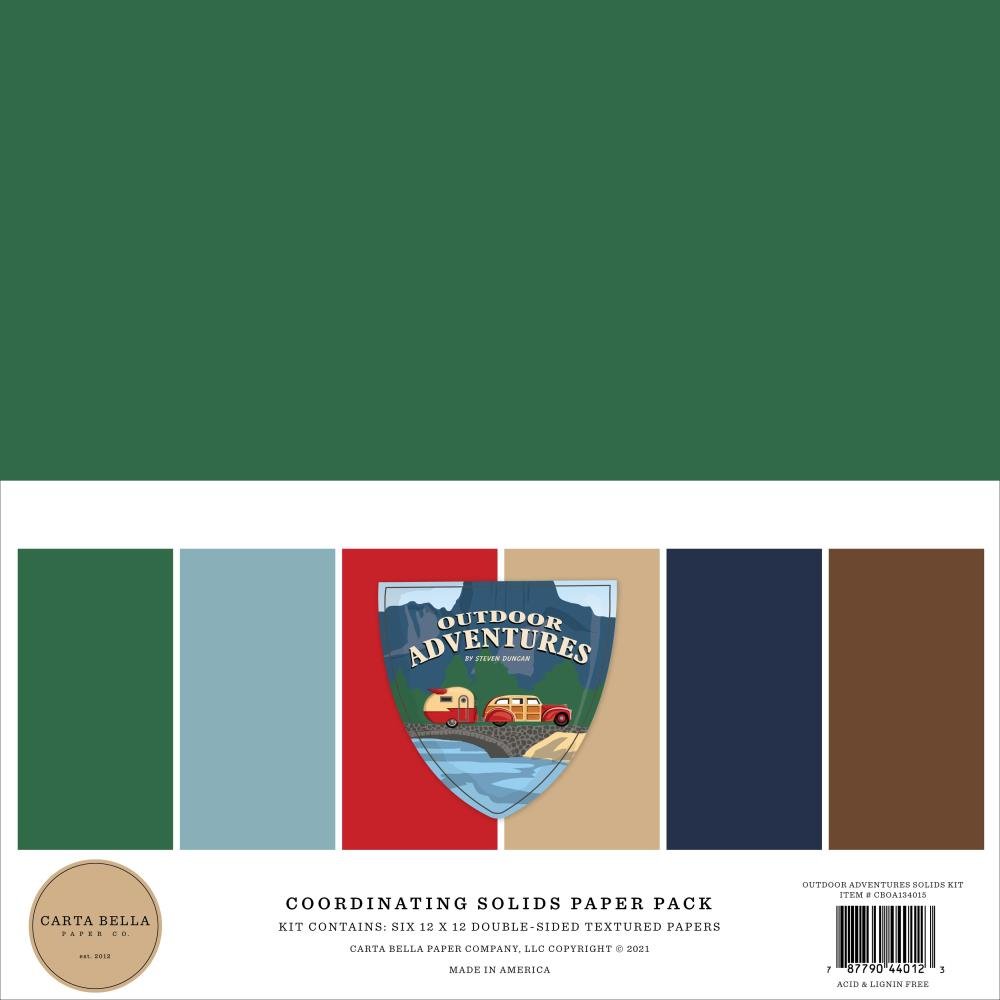 Carta Bella Double Sided Solid Cardstock 12X12 6 Pkg Outdoor Adventures 