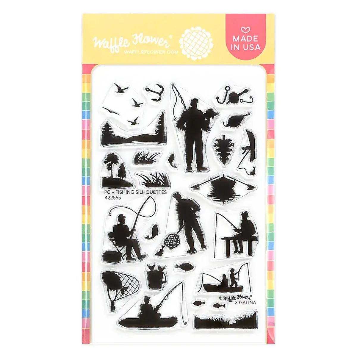 Waffle Flower - Postage Collage Fishing Silhouettes - Stamp Set