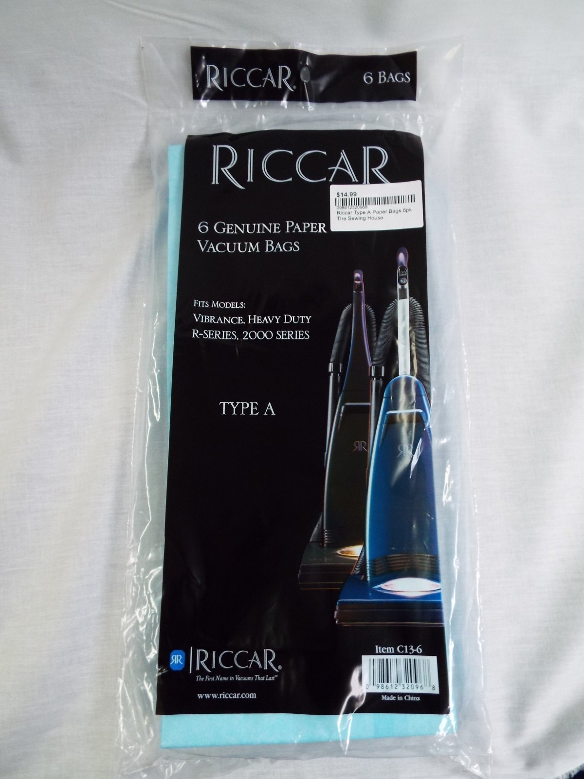 Riccar Type A Paper Bags 6pk for 2000 & 4000 Series - Also Fits Panasonic & Sharp