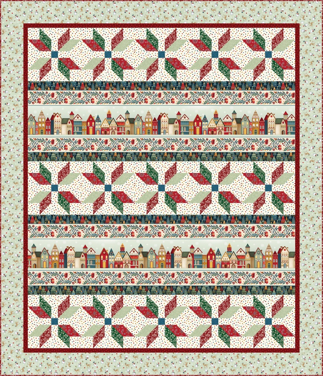 Nordic Star Quilt Kit featuring Nordic Holiday Village by Mary Jane Carey