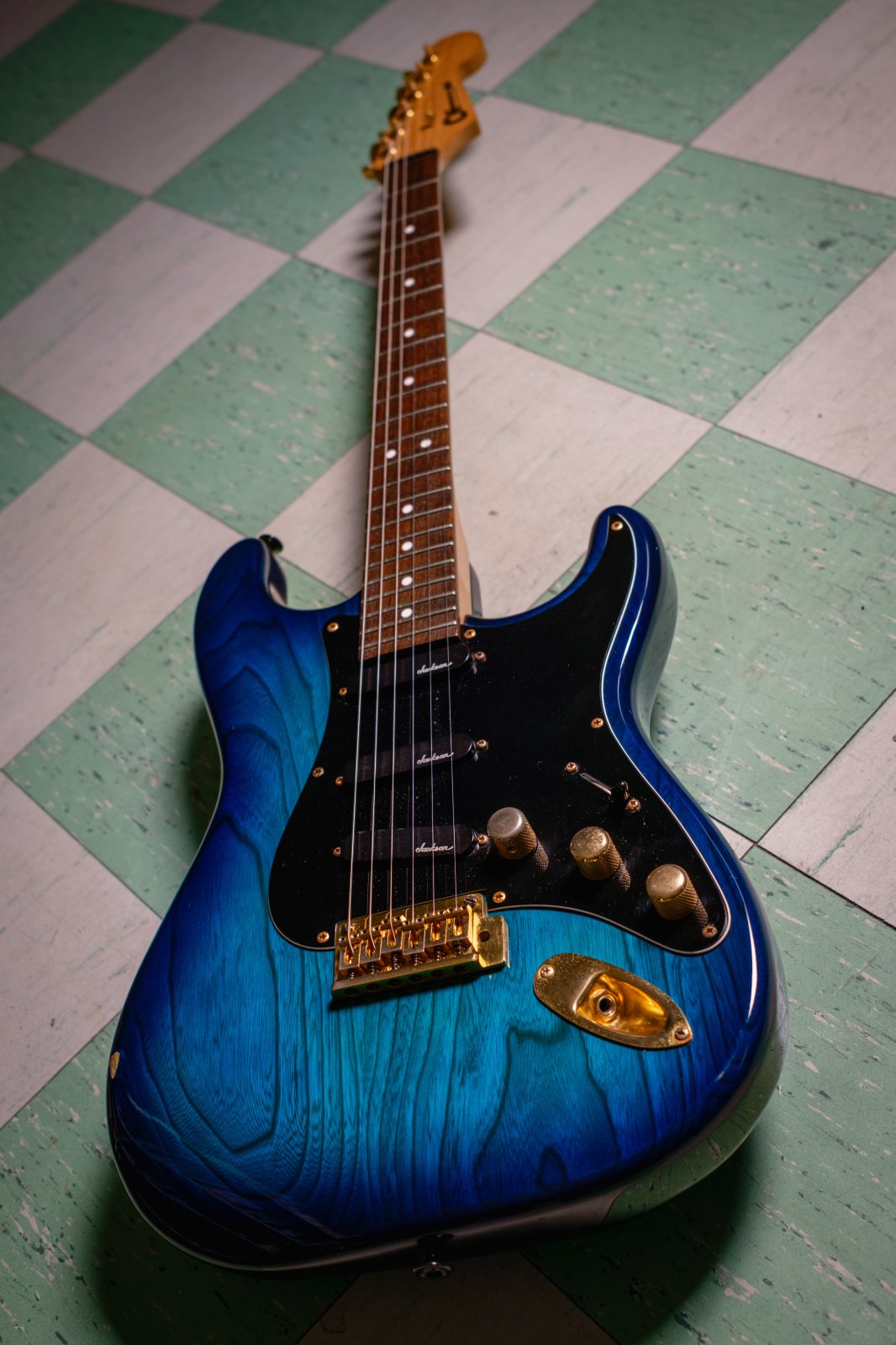1993 Charvel by Jackson CST-070-SSS Super Strat Transparent Blue