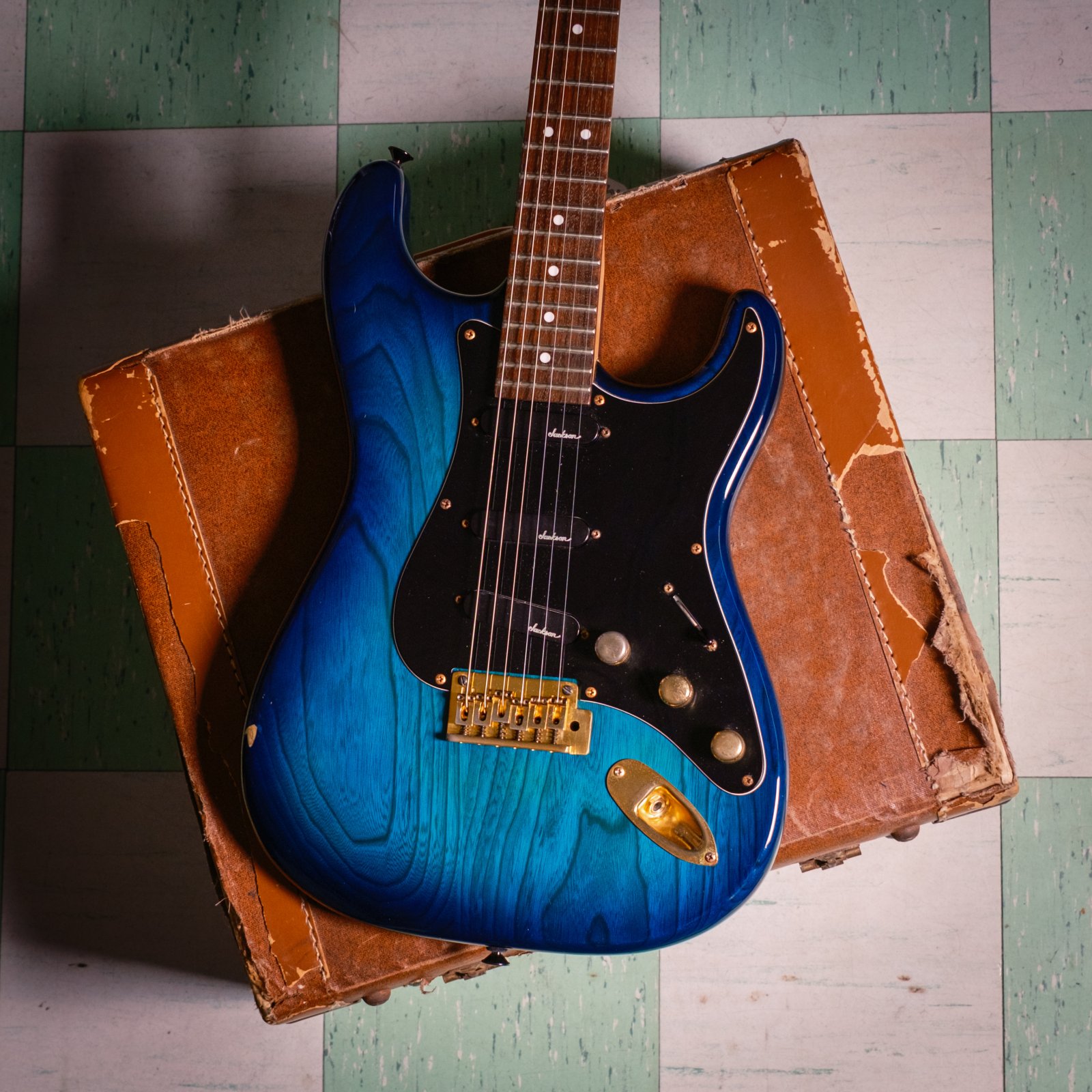 1993 Charvel by Jackson CST-070-SSS Super Strat Transparent Blue