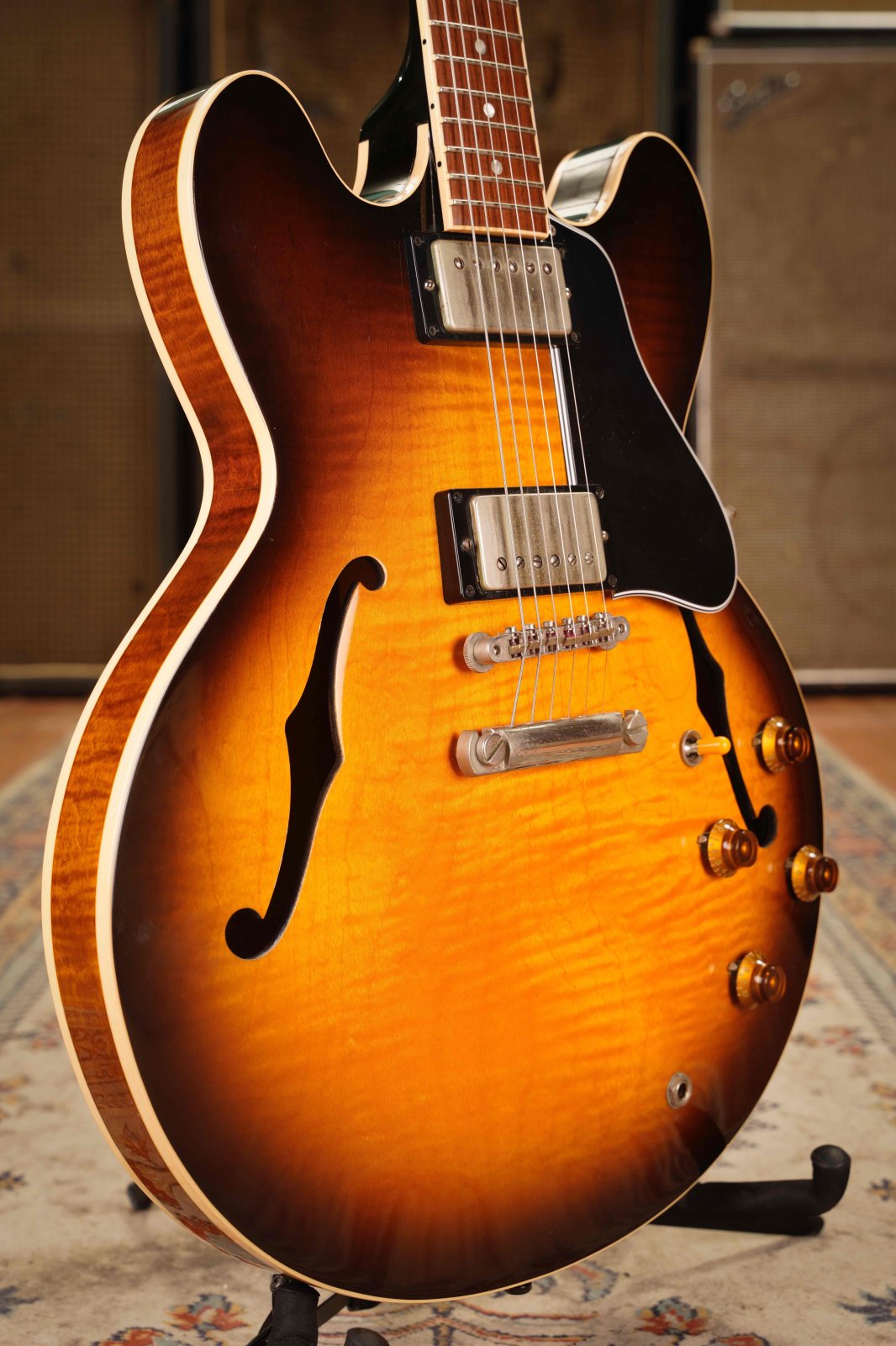 Gibson USA ES-335 99年製 Sunburst Figured Gibson ES-335 Figured Semi-Hollow Electric Guitar Iced Tea