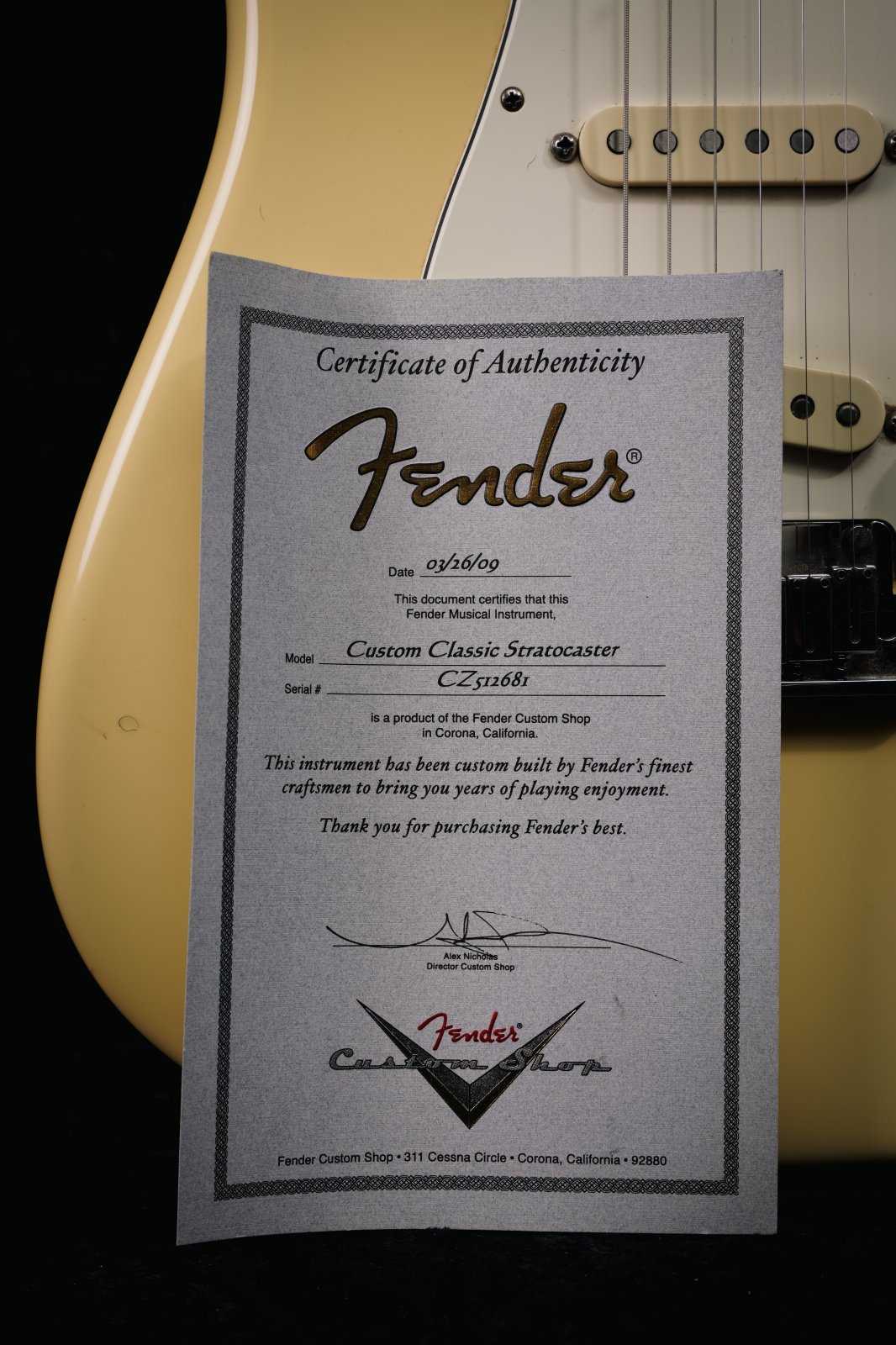 2009 Fender Custom Shop Custom Classic Stratocaster V Neck