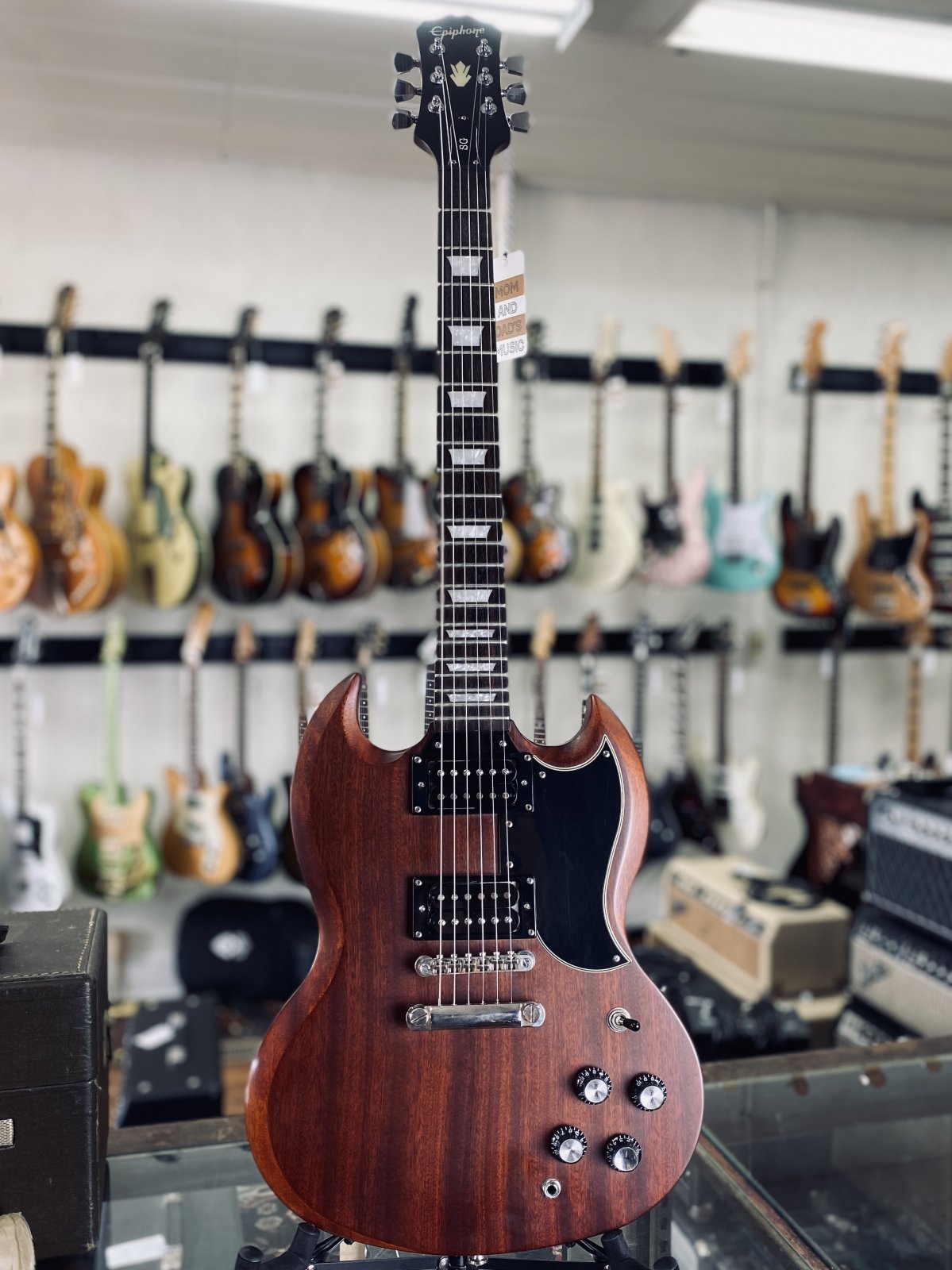epiphone SG G-400 faded worn brown エピフォン DISC Epiphone Vintage G-400 SG, Worn Brown at Gear4music
