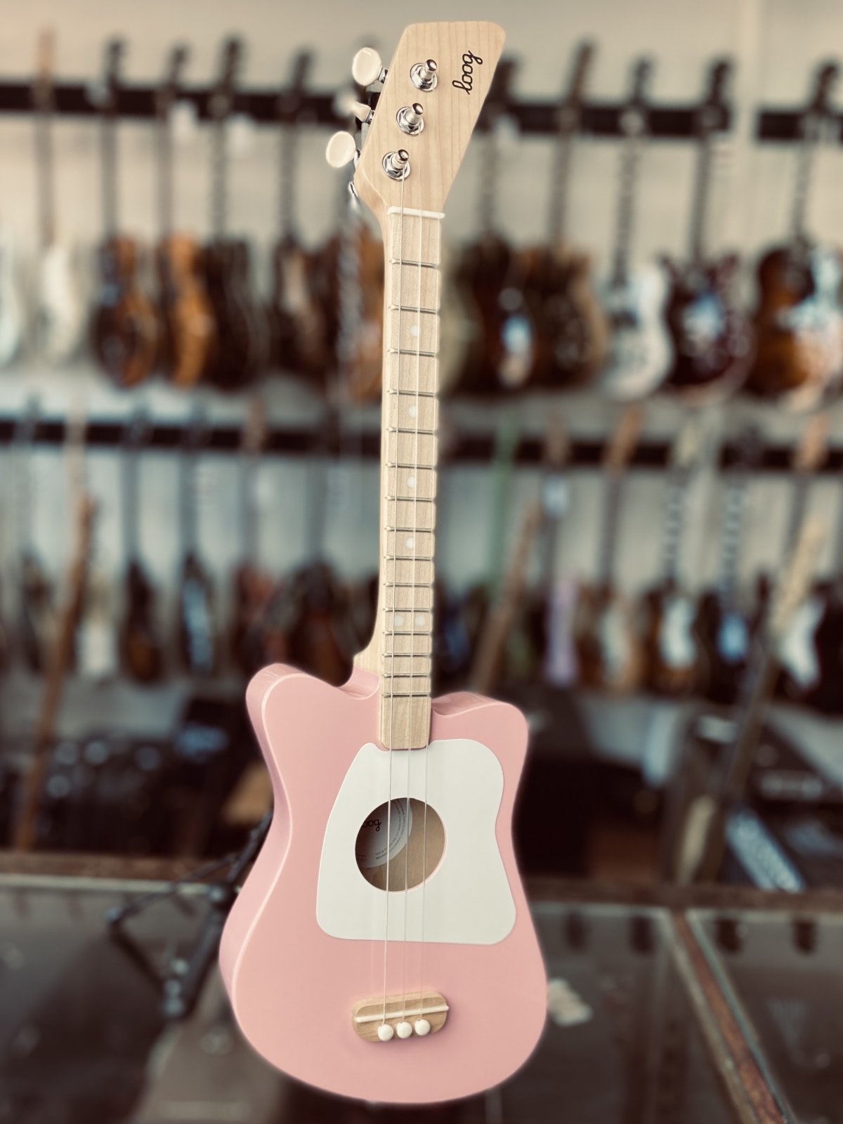 Loog Mini 3-String Kids Beginner Acoustic Guitar Pink (Ages 3+)