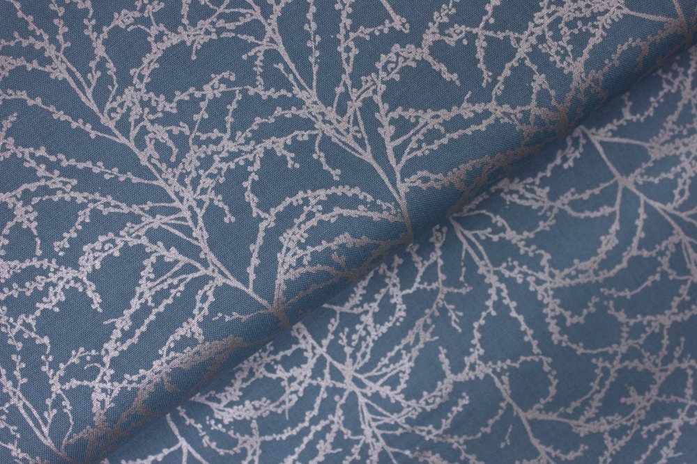 Silver Pearlized Tree Branches on Light Teal Winter Shimmer by Jennifer Sampou for Robert Kaufman