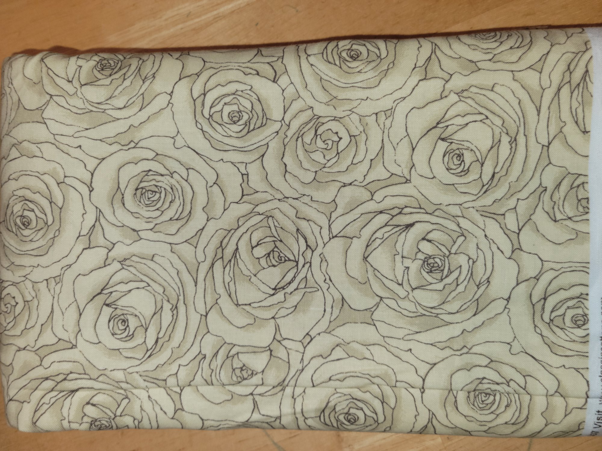 3Yds 6 Brown Rose Outlines On Light Yellow Tan By Classic Cottons