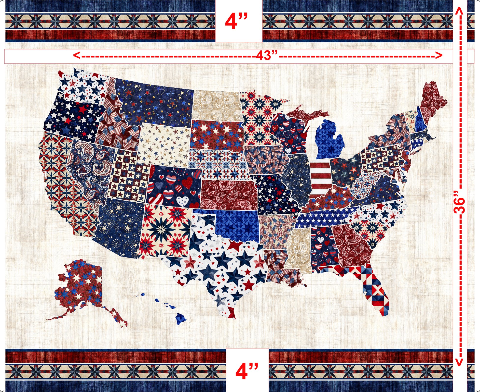 United States Map Quilt Pattern USA Patchwork Map Quilt Pattern (DIY