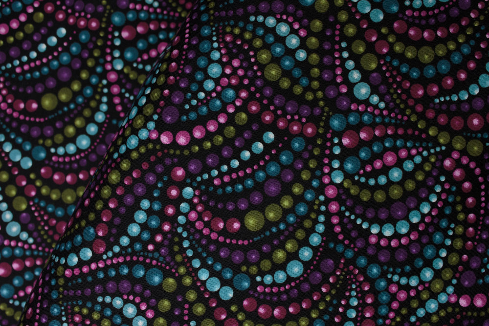 CAT I TUDE Beaded Swirls In Multi Color By Ann Lauer For Benartex CAT I TUDE Beaded Swirls In Multi Color By Ann Lauer For Benartex