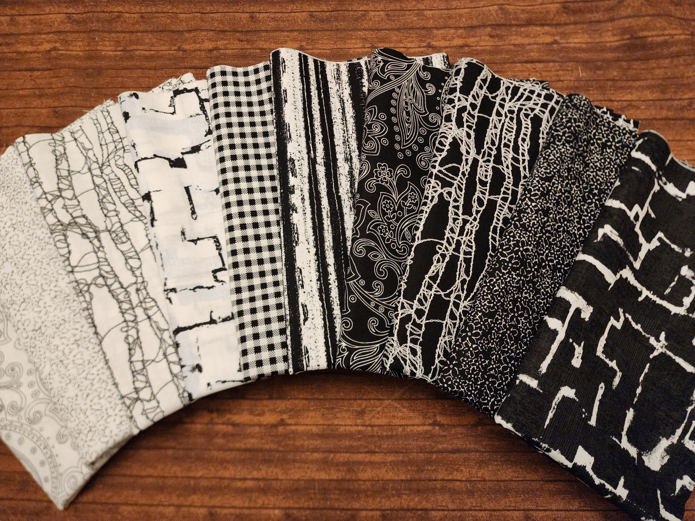 Domino Duo in Tandem -Black and White Combo - by  Laura Berringer for  Studio37 for Marcus Fabrics - 10 Piece Half Yard Bundle Pack