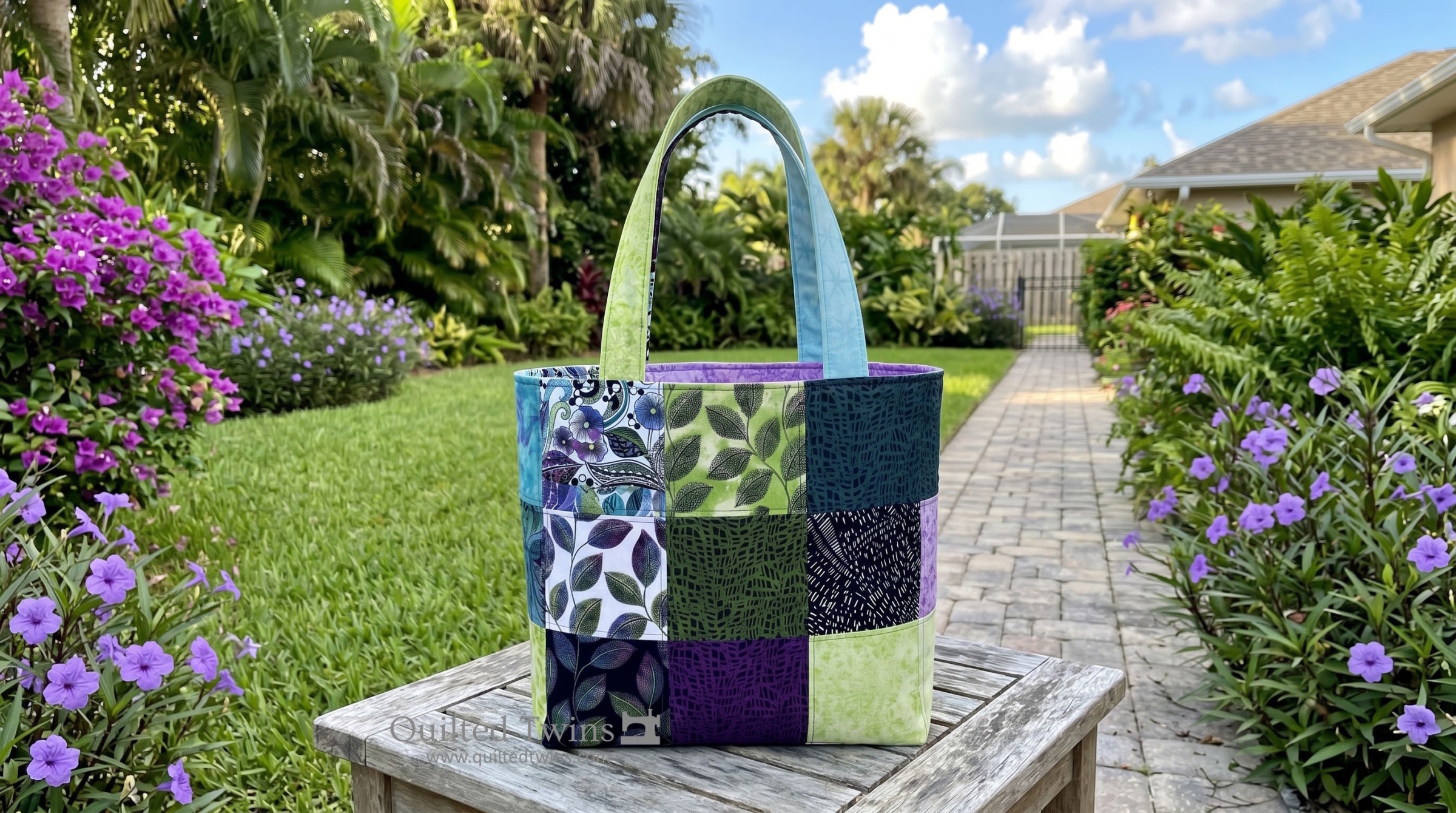 Go with the Flow Market Tote Bag KIT- designed by Quilter's World - Using Ann Lauer's GO WITH THE FLOW 5 Squares by Benartex - stunning tote bag