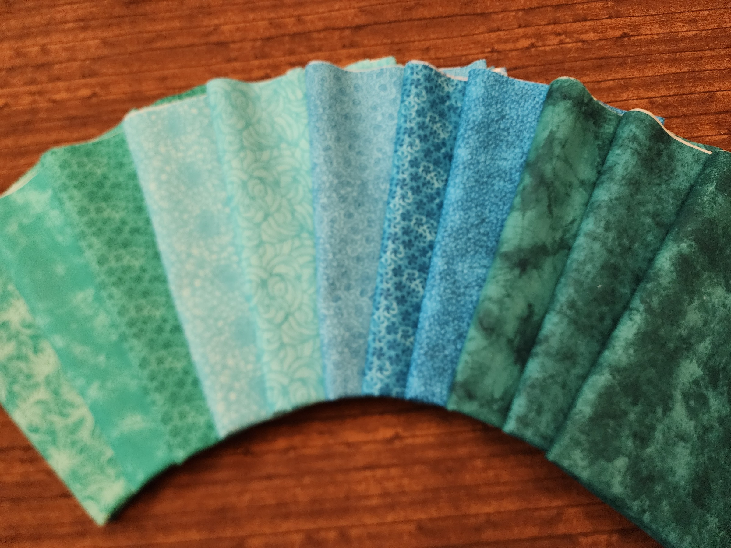 Looks like Water - Mixed Caribbean,  Aqua, Turquoise and Teal - Rachael's Picks - 11 Piece Half Yard Bundle Pack
