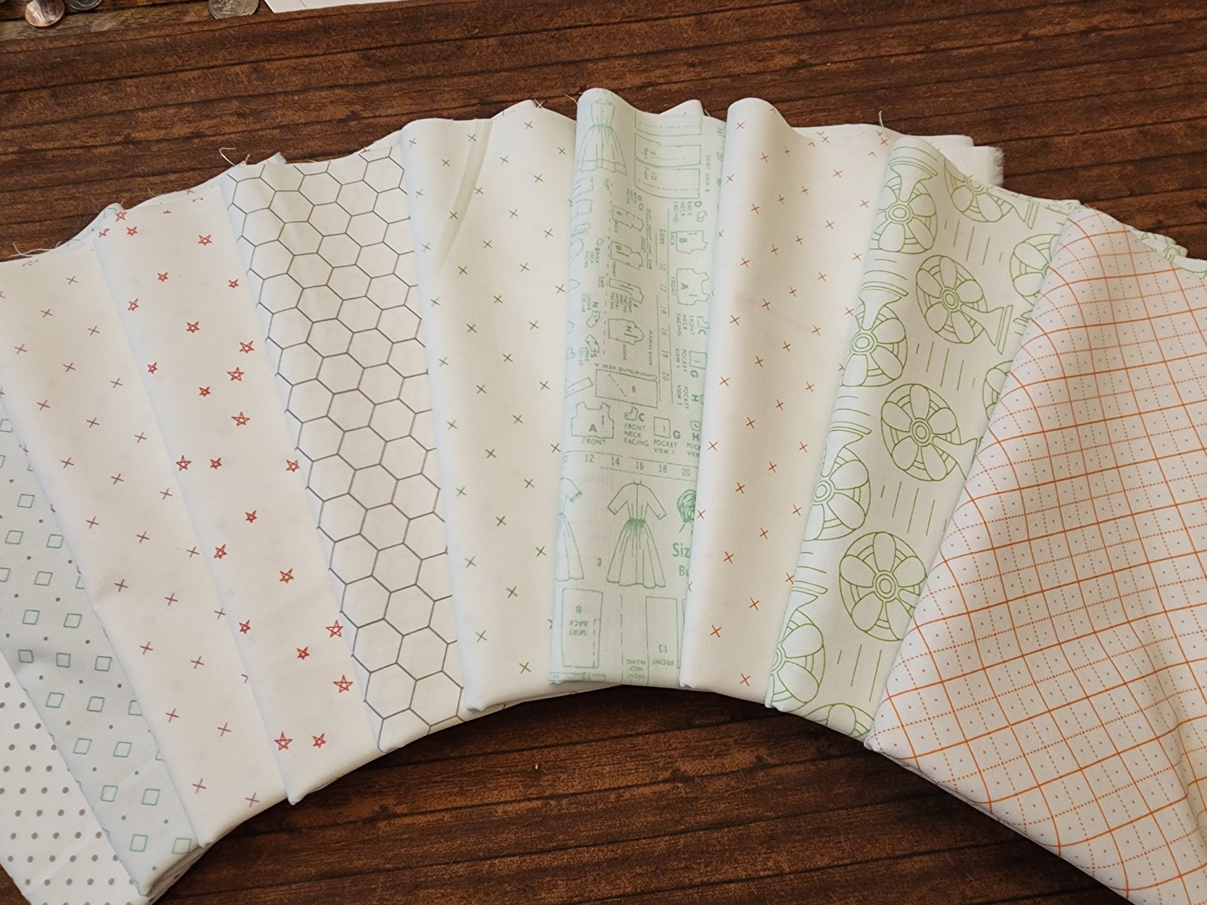 Love that Riley Blake Ver #3 - White Backgrounds with Small Designs (All are by Lori Holt or Swiss Dots  - 10 Piece Half Yard Bundle Pack by Riley Blake    Low Volume 