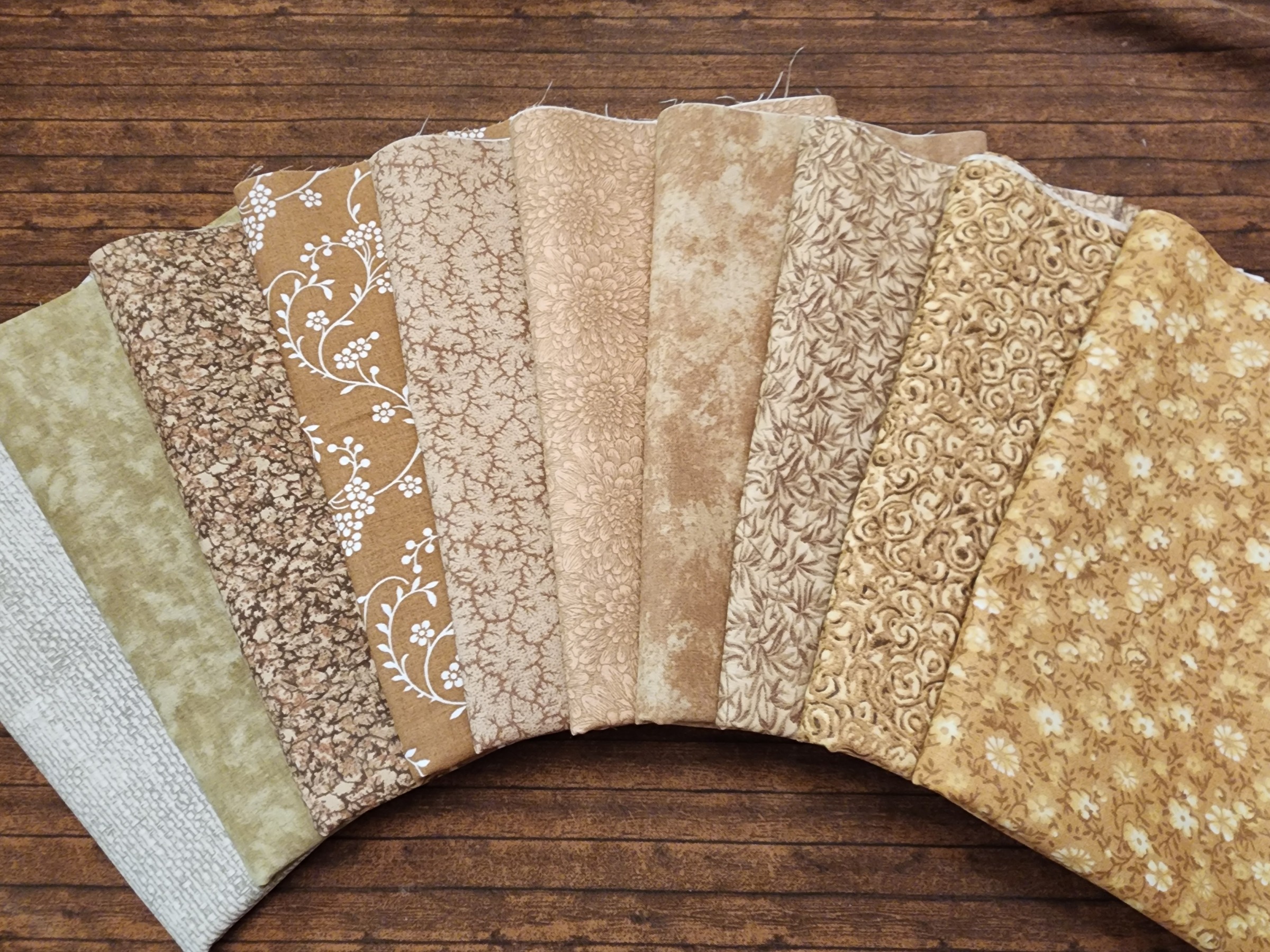 Mixed Buckskin, Naturals and Camels - Rachael's Picks - 10 Piece Half Yard Bundle Pack