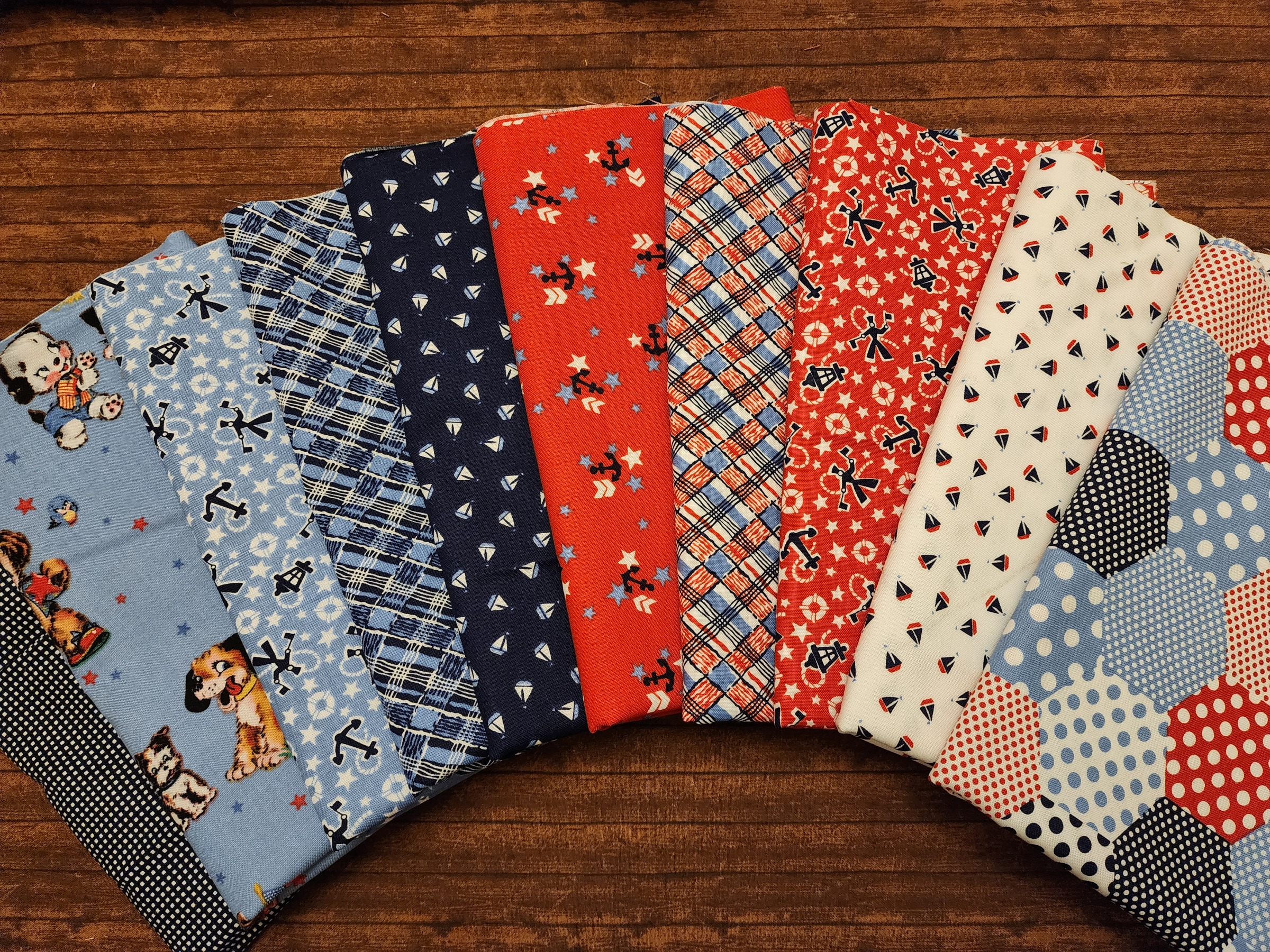 Set Sail America by Lindsay Wilkes  for Riley Blake - 10 Piece Half Yard Bundle Pack 