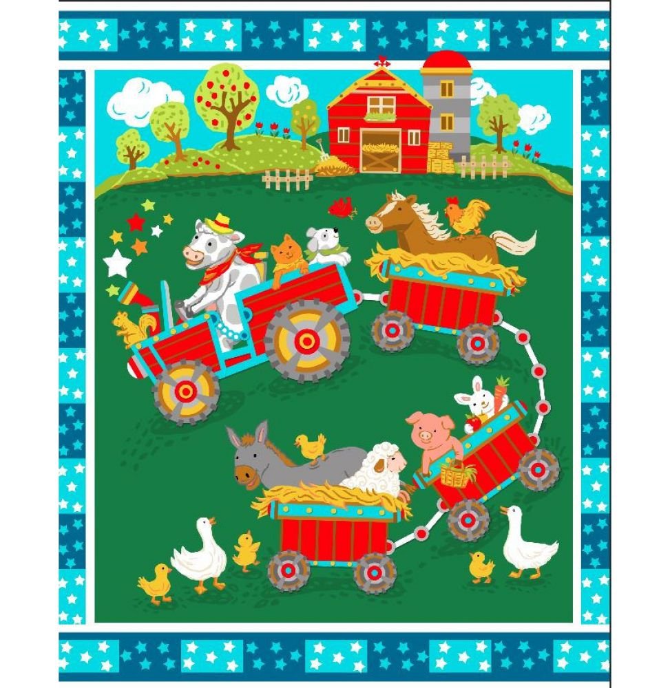 Tractor PreQuilted Baby Panel Kit Panel Plus Binding
