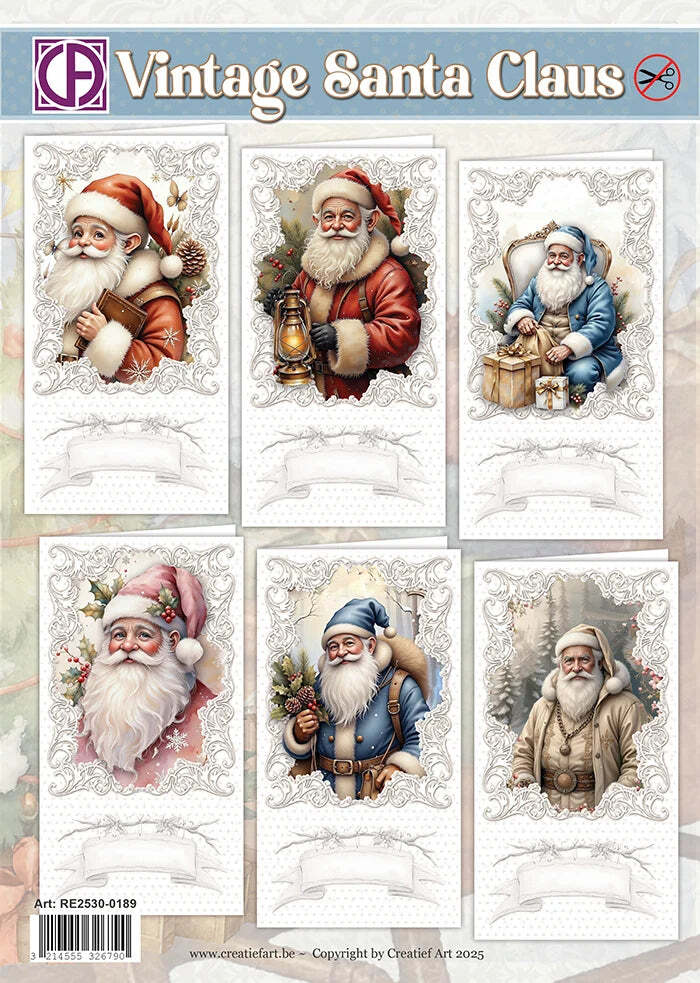 Creatief Art - Card Kit - Vintage Santa Claus - 6 cards