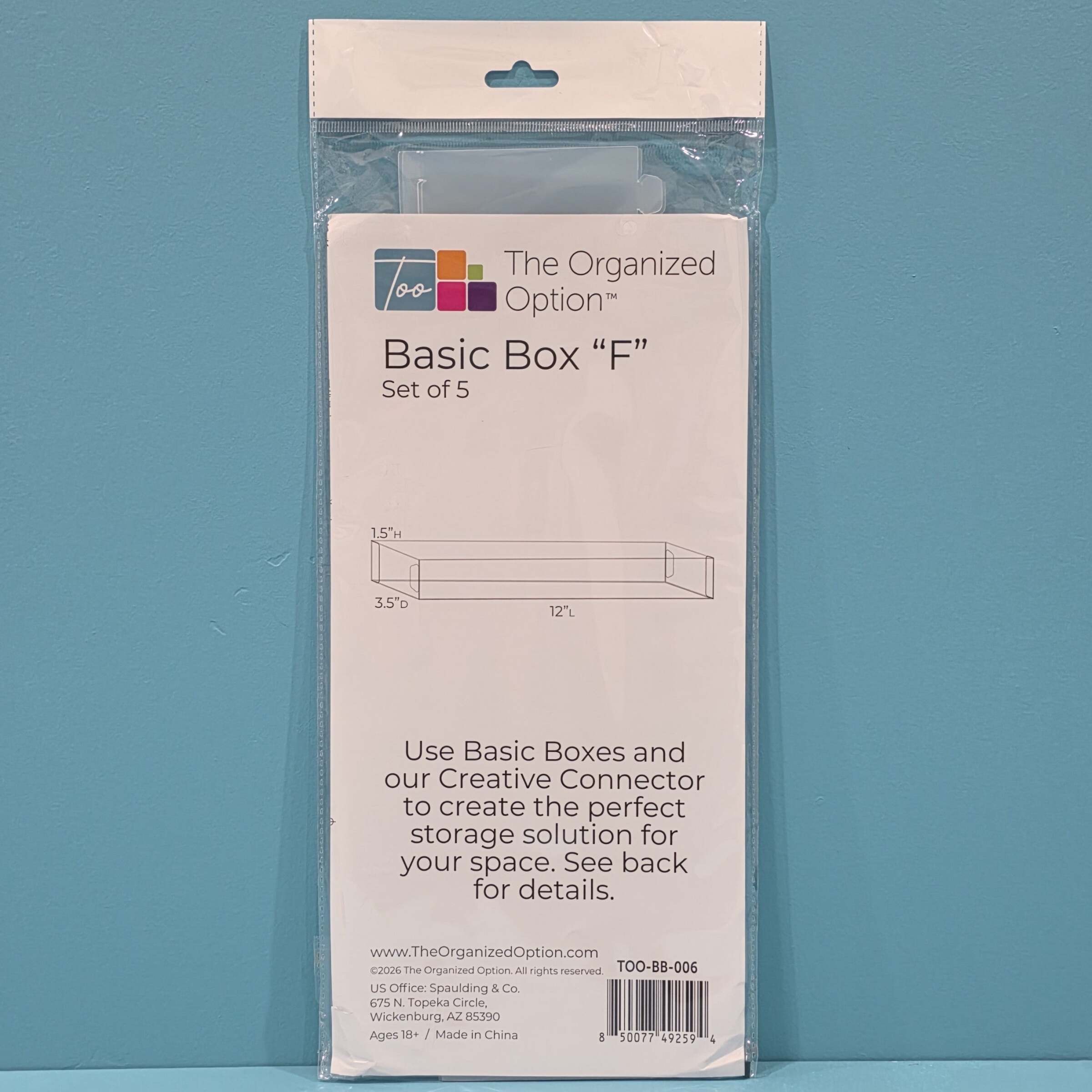 The Organized Option Basic Box F - 3.5 W x 12.0 L x 1.5 H - Set of 5