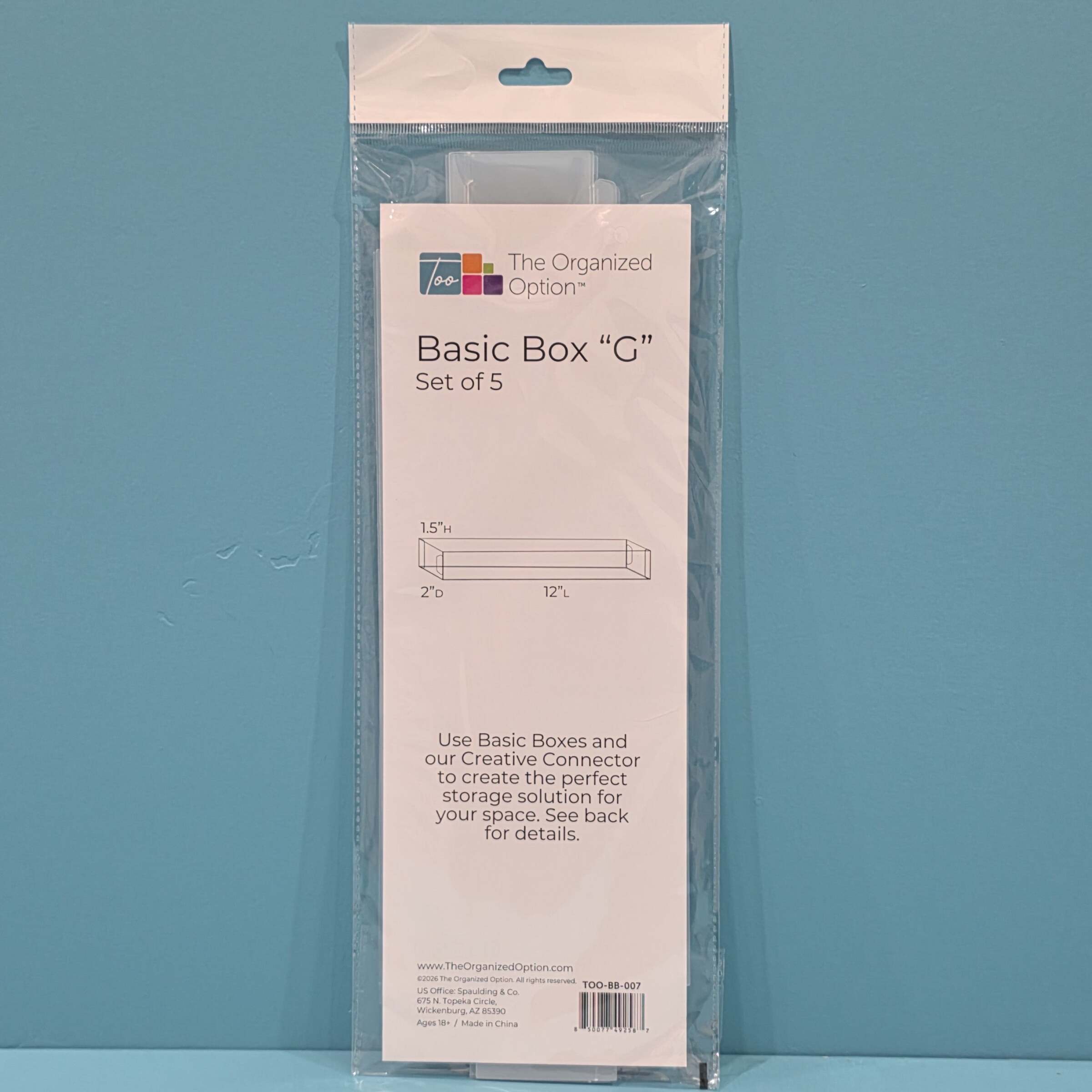 The Organized Option Basic Box G - 2.0 W x 12.0 L x 1.5 H - Set of 5