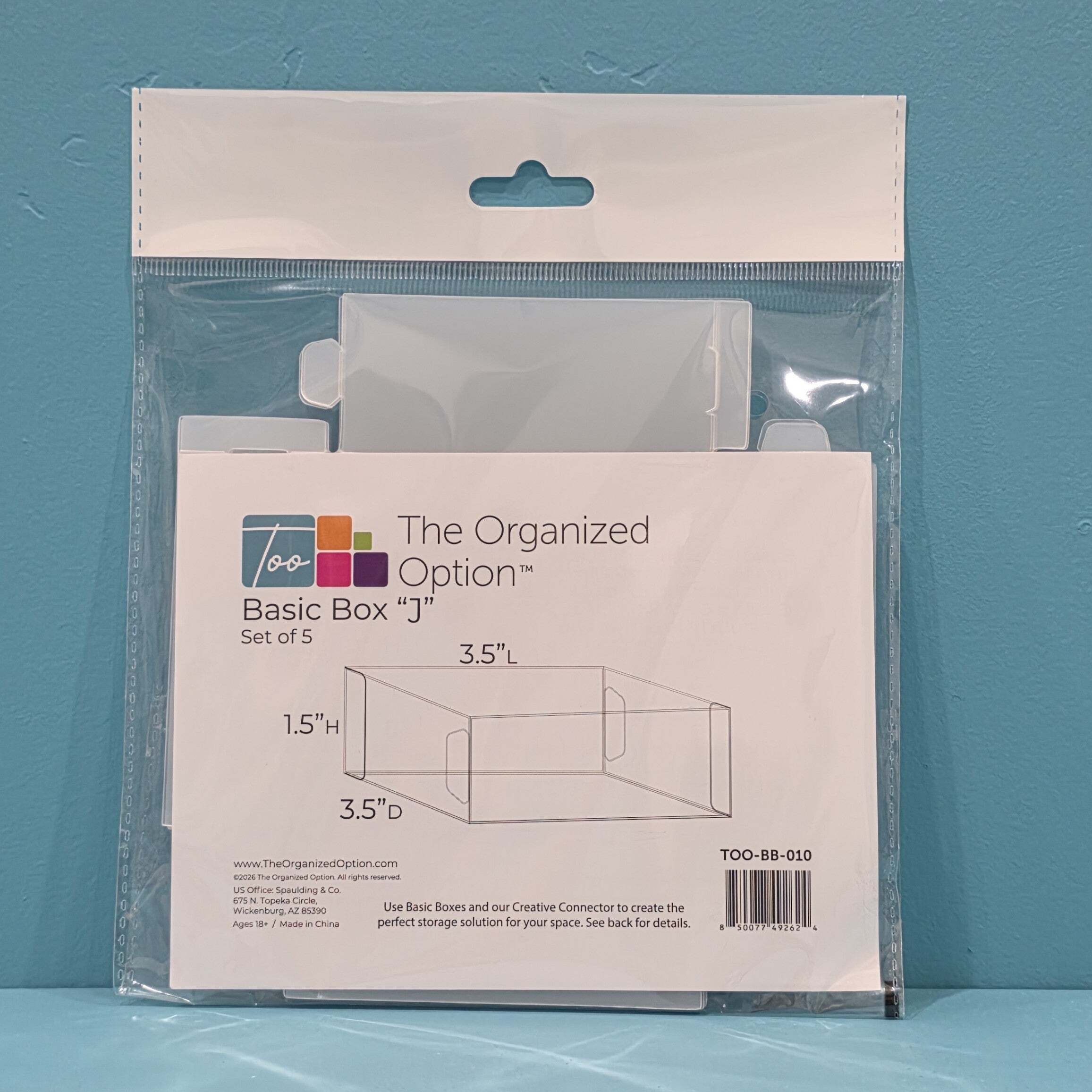 The Organized Option Basic Box J - 3.5 W x 3.5 L x 1.5 H - Set of 5