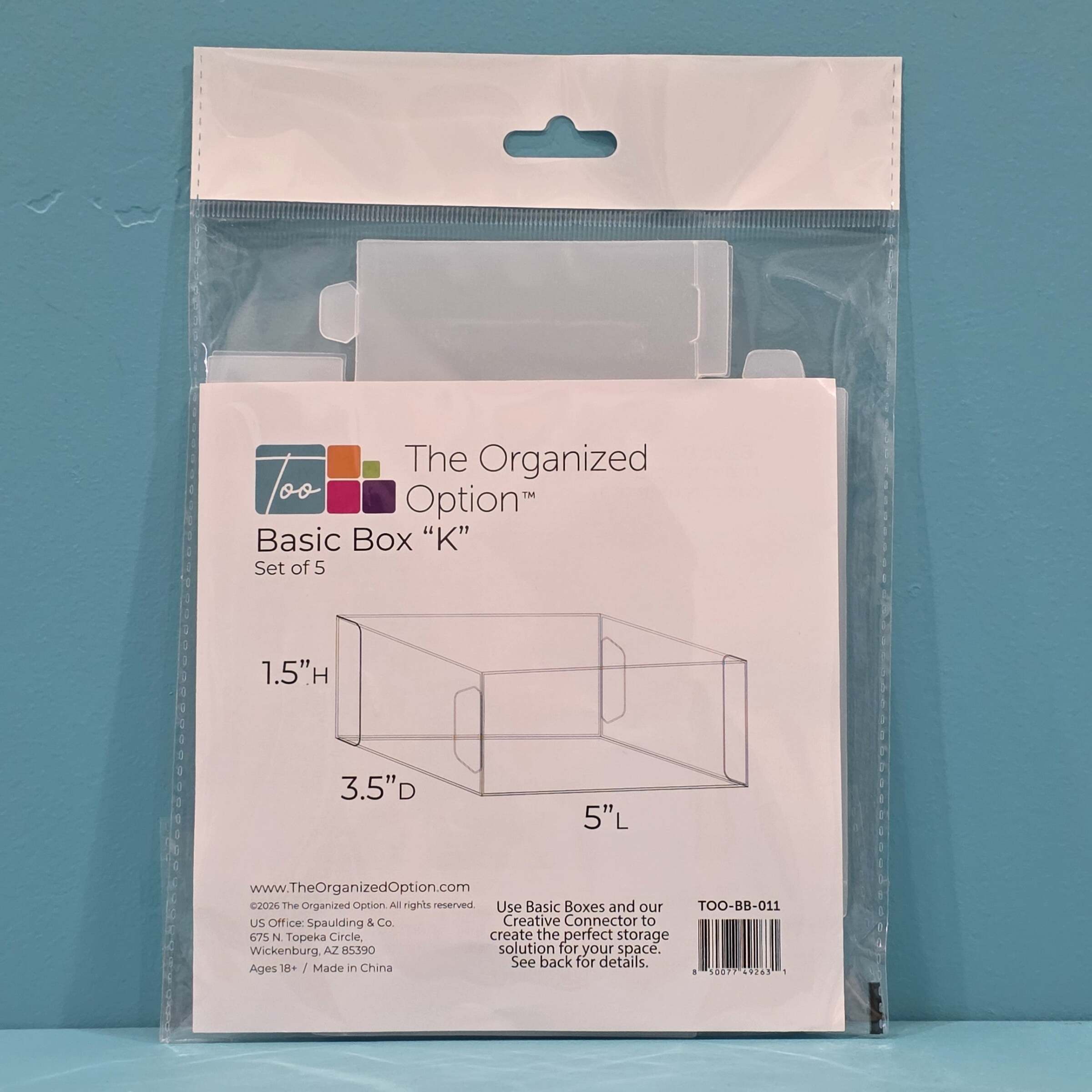The Organized Option Basic Box K - 3.5 W x 5.0 L x 1.5 H - Set of 5