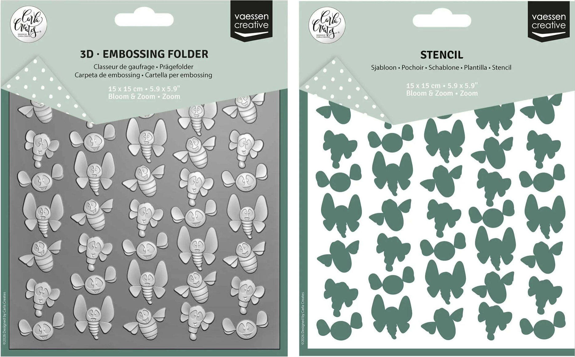 Vaessen Creative • 3D Embossing Folder+Stencil by Carla Creates Zoom 5.9x5.9