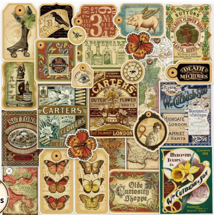 12-Sheet Vintage Floral Rub Transfer Stickers - 5.5x5.5 Inch Decals For Crafts & Home Decor