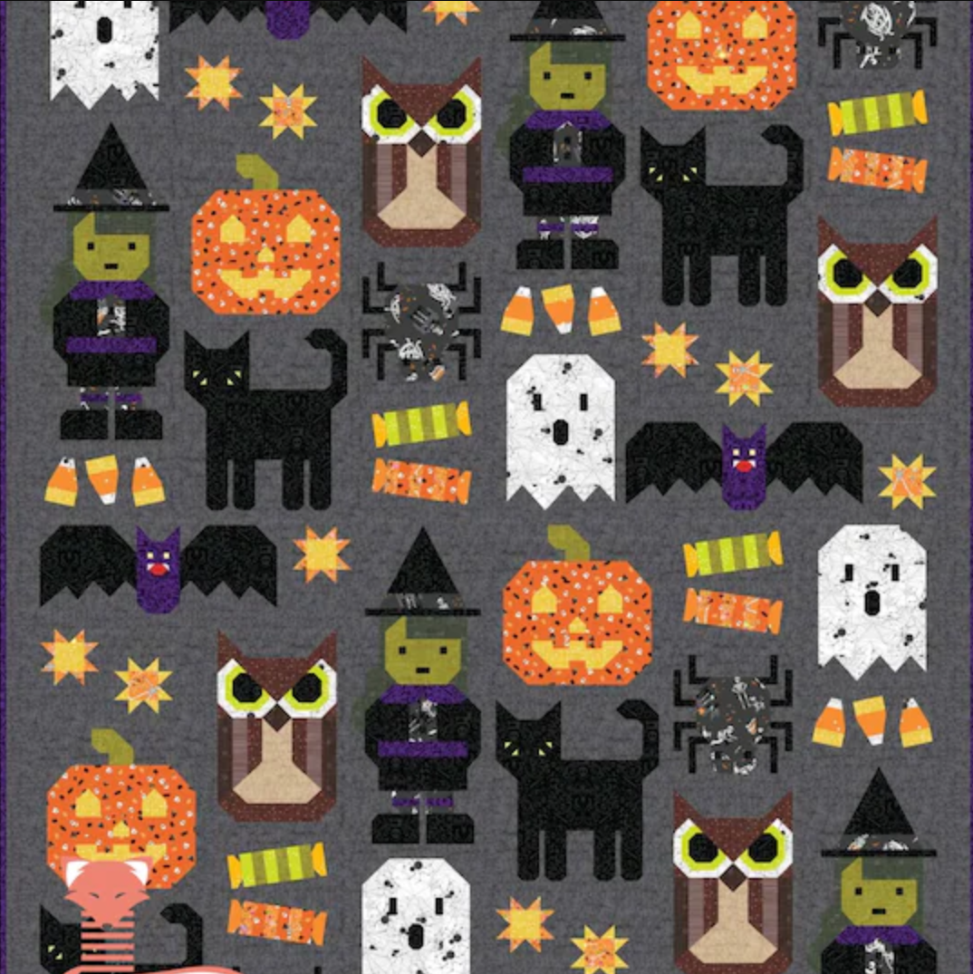 Mr. Bones Sews Quilt Kit 66 by 82 Elizabeth Hartman Happy Halloween Figure Pattern
