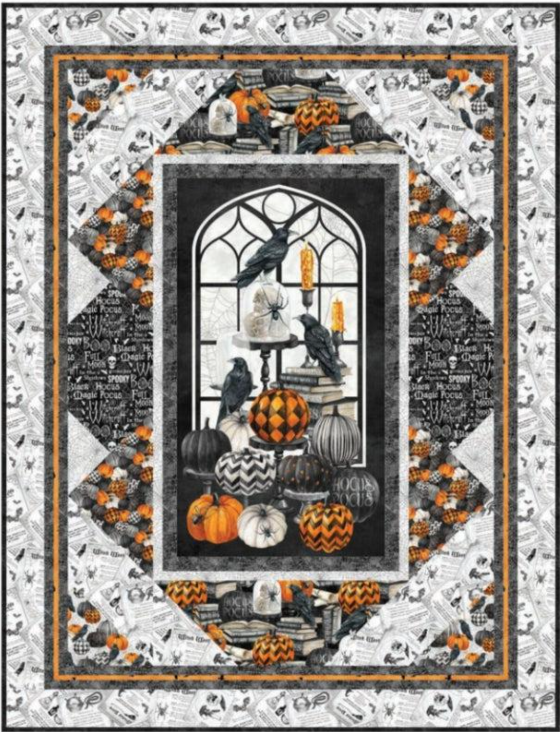 Pages Upon Pages Quilt Kit 59 by 77 Halloween Spellbound Northcott Laureen Smith Tourmaline & Thyme