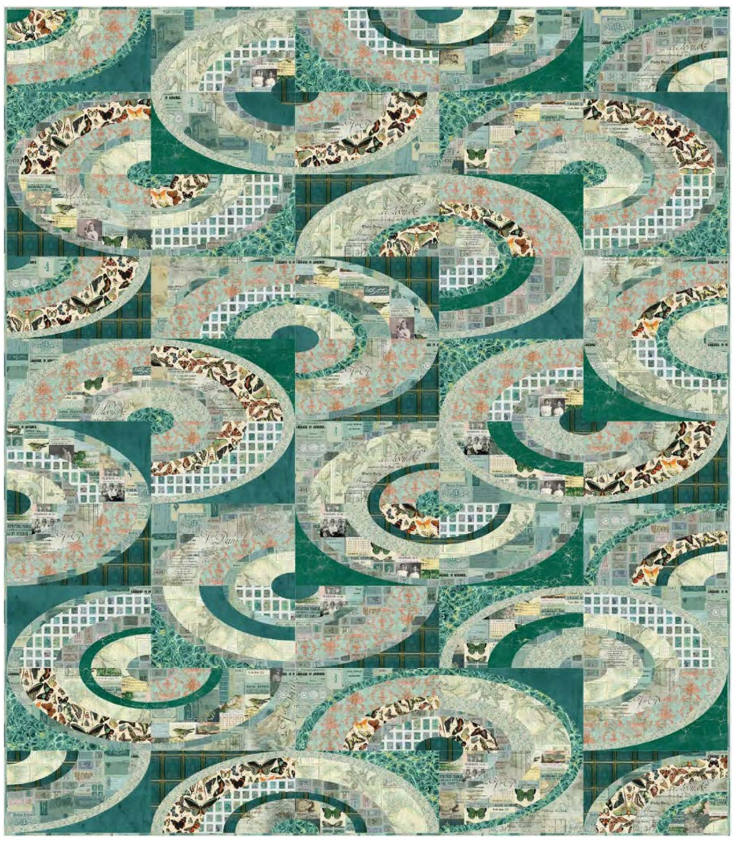 Ripples Quilt Kit 70 by 80 Tim Holtz Teal Palette of the Month Eclectic Elements Free Spirit