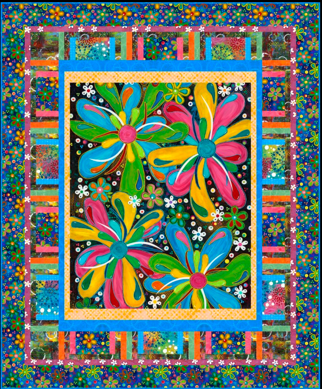 Soda Pop Quilt Kit 56 by 68 Sue Penn Free Spirit Bright Floral
