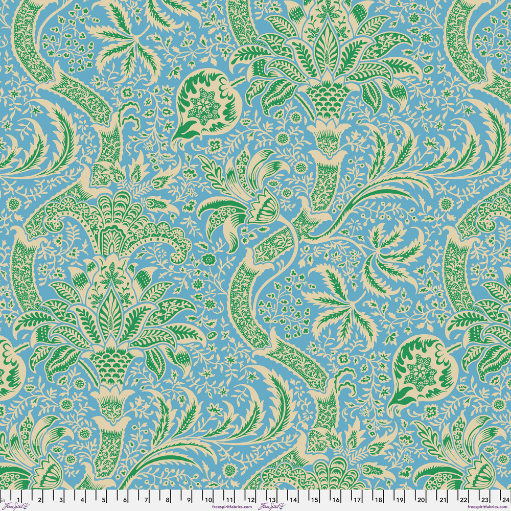 William, Morris Design/Indian Aqua /Kaffe x Morris & Co/Free Spirit Fabrics/PWKW005.AQUA