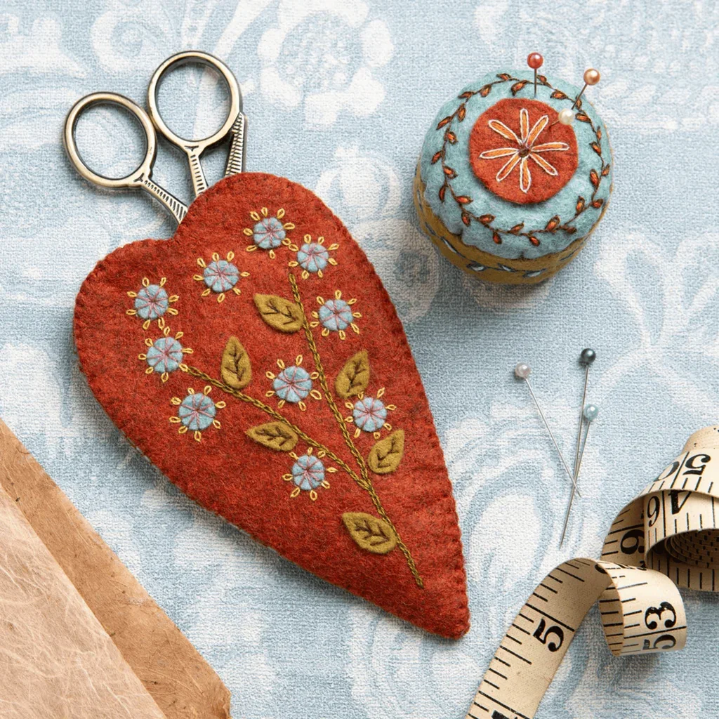 Scissors Pouch & Mini Pincushion Wool Mix Felt Craft Kit