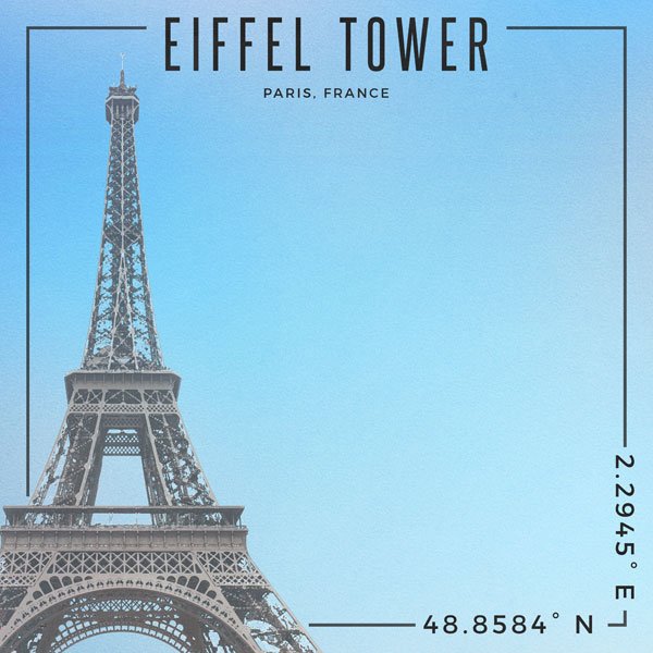 France - Eiffel Tower Coordinates Double-Sided Paper 12x12