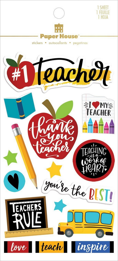 Paper House Stickers - 3D Number 1 Teacher