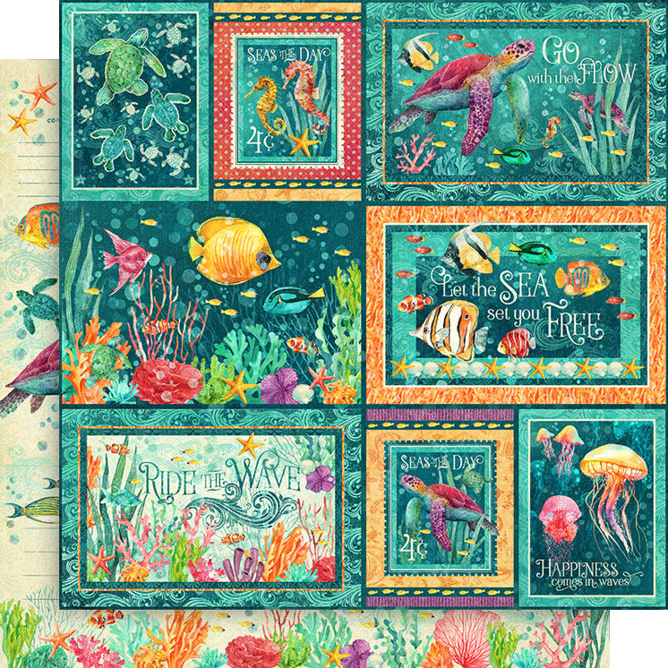 おすそ分けファイル♡ Graphic45・SEAS THE DAY♡ A5サイズ Graphic 45 Collection Pack - Seas the Day 8x8
