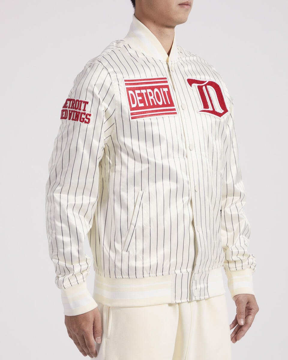 Detroit Red Wings Pro Standard Pinstripe Retro Satin Jacket