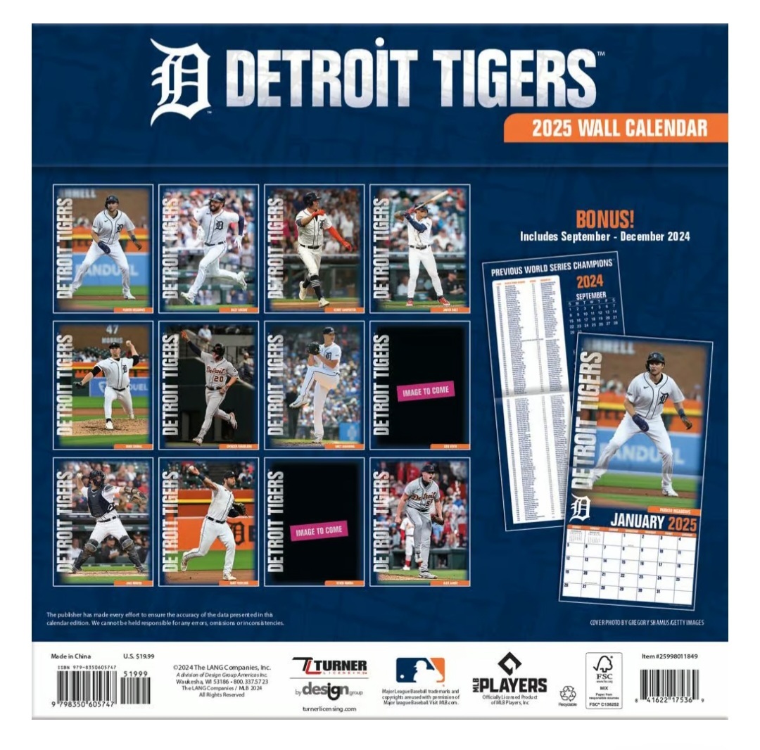 Detroit Tigers 2025 Wall Calendar - 841622175369 detroit-tigers-2025-wall-calendar-841622175369