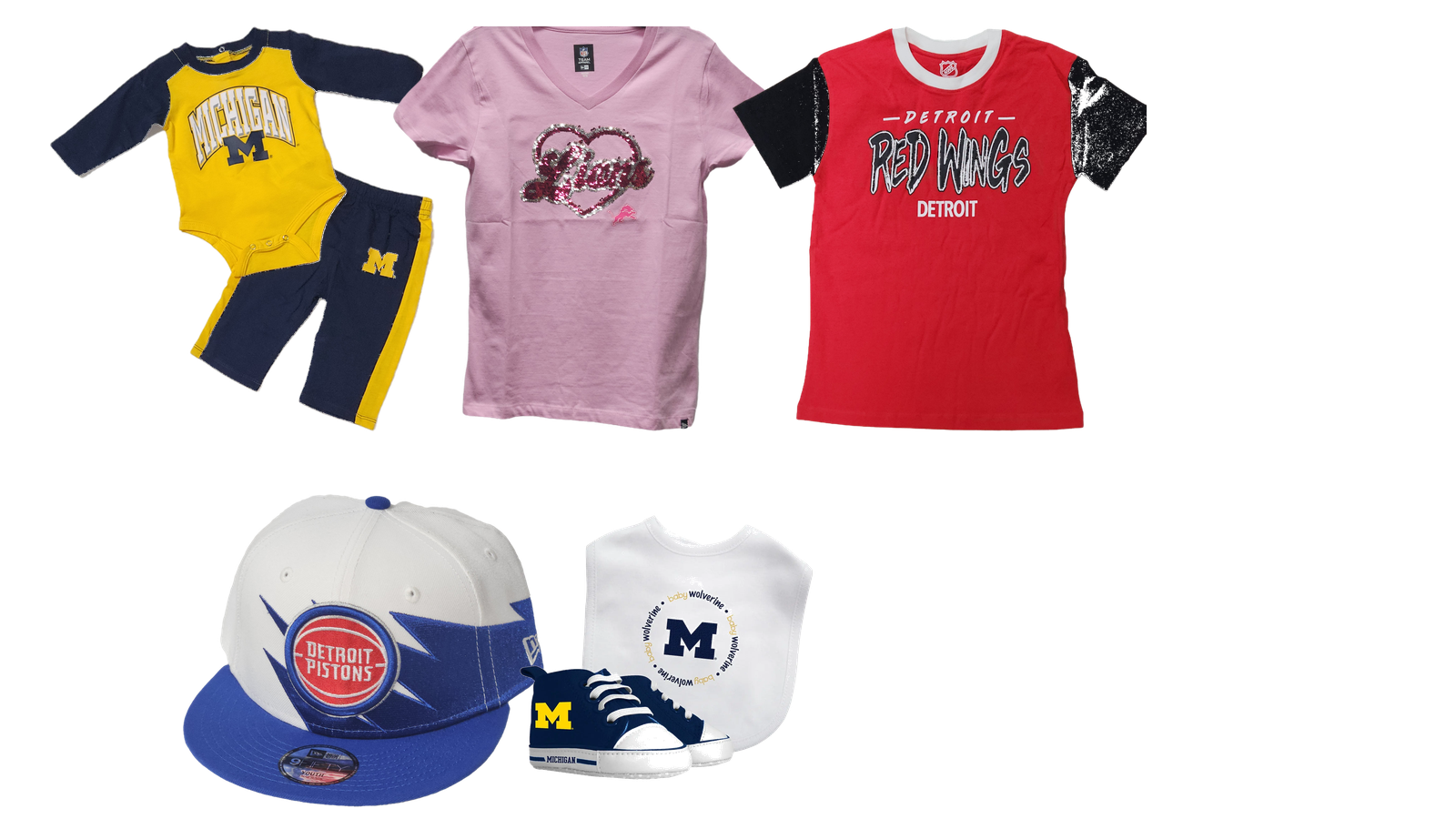Youth, infant and toddler Detroit fan gear montage