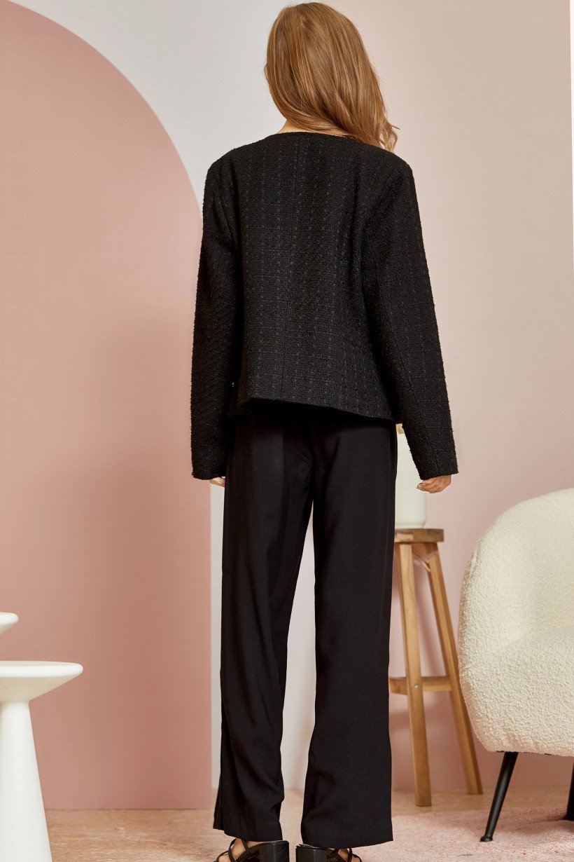 BLACK TWEED JACKET WITH PEARL BUTTONS