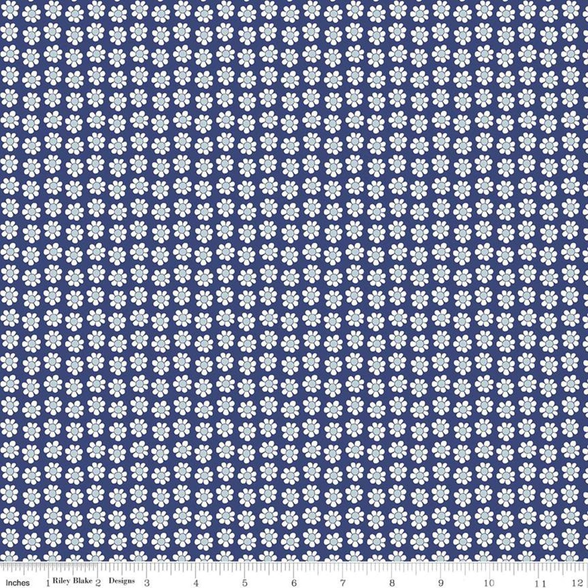 The Carnaby Collection in Retro Indigo Daisy Dot A by Liberty Fabrics