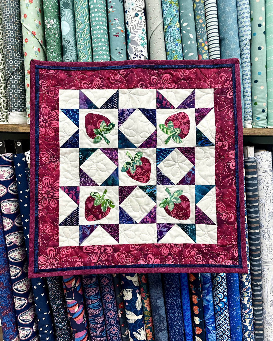 Springtime Strawberries Mini Quilt