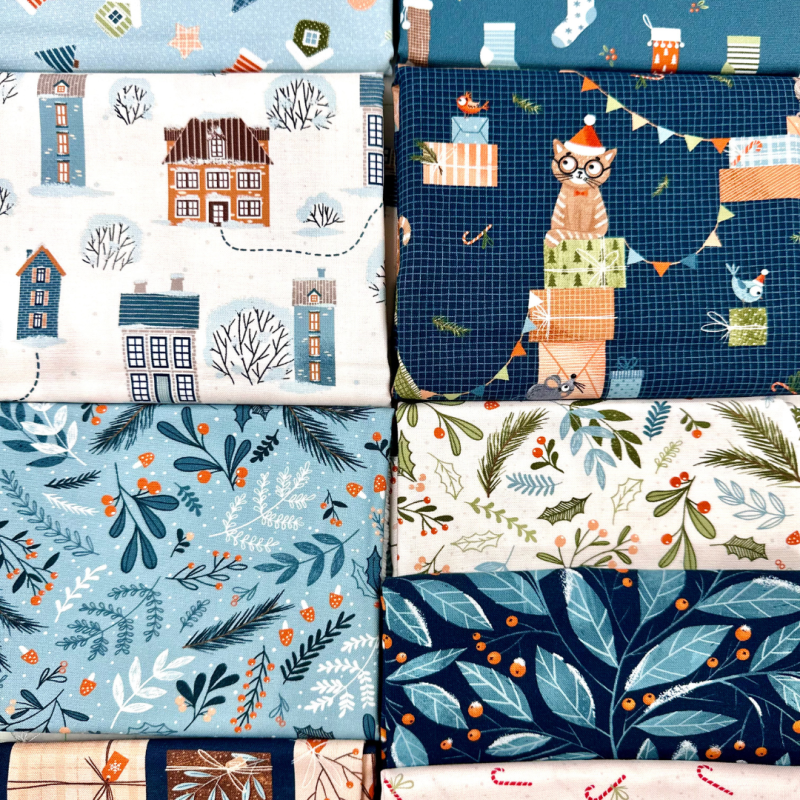 Cat holiday fabric from Moda Fabrics