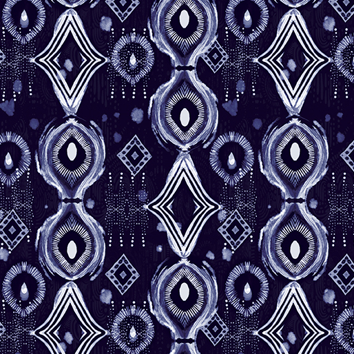 Affinity Collection - Mirrors in Indigo - By Danielle Duer for Benartex Fabric Gallery