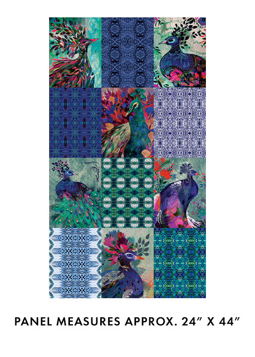 Affinity Collection - 2/3 yd Panel in Teal/Multi - By Danielle Duer for Benartex Designer Fabrics